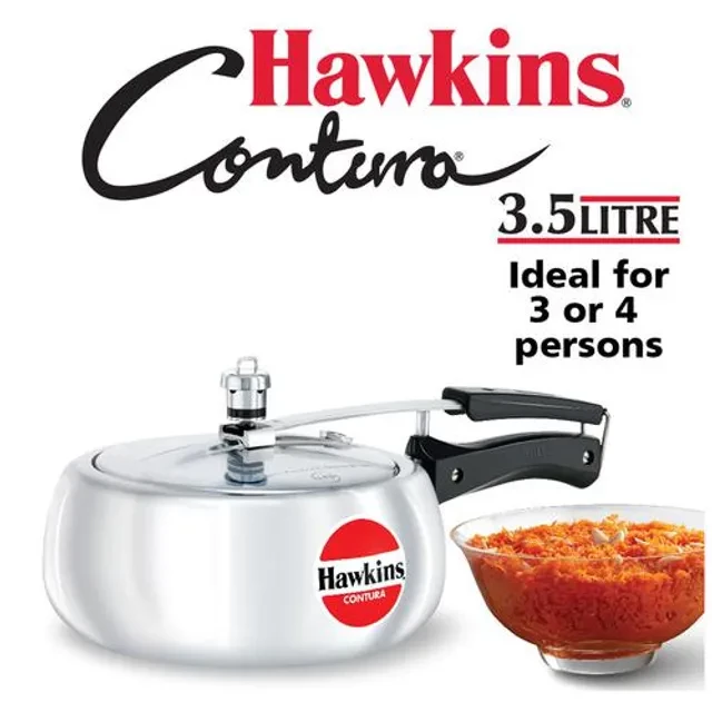 Hawkins Contura Aluminium Inner Lid Pressure Cooker - With Handle, Silver, HC35, 3.5 l-2.webp